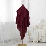Maxbell Elegant Women Hijab Lightweight Solid Color Breathable Wrap Red