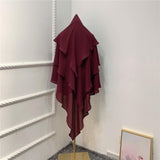 Maxbell Elegant Women Hijab Lightweight Solid Color Breathable Wrap Red