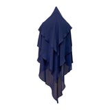 Maxbell Elegant Women Hijab Lightweight Solid Color Breathable Wrap Dark Blue