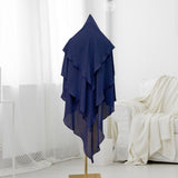 Maxbell Elegant Women Hijab Lightweight Solid Color Breathable Wrap Dark Blue