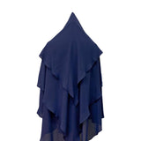 Maxbell Elegant Women Hijab Lightweight Solid Color Breathable Wrap Dark Blue