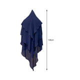 Maxbell Elegant Women Hijab Lightweight Solid Color Breathable Wrap Dark Blue