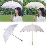 Maxbell Lace Umbrella Photograph Parasol Accessories for Halloween Party Dancing White