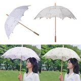 Maxbell Lace Umbrella Photograph Parasol Accessories for Halloween Party Dancing White