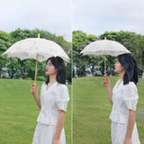 Maxbell Lace Umbrella Photograph Parasol Accessories for Halloween Party Dancing White