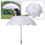 Maxbell Lace Umbrella Photograph Parasol Accessories for Halloween Party Dancing White