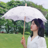 Maxbell Lace Umbrella Photograph Parasol Accessories for Halloween Party Dancing White