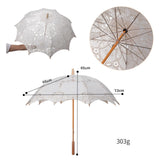 Maxbell Lace Umbrella Photograph Parasol Accessories for Halloween Party Dancing Beige White