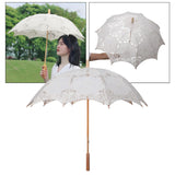 Maxbell Lace Umbrella Photograph Parasol Accessories for Halloween Party Dancing Beige White