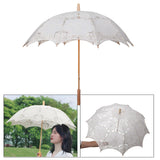 Maxbell Lace Umbrella Photograph Parasol Accessories for Halloween Party Dancing Beige White
