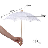 Maxbell Lace Umbrella Wooden Handle for Bridal Bridesmaid Photography Prop Dancing White