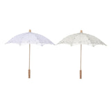 Maxbell Lace Umbrella Wooden Handle for Bridal Bridesmaid Photography Prop Dancing White