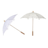 Maxbell Lace Umbrella Wooden Handle for Bridal Bridesmaid Photography Prop Dancing White