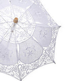Maxbell Lace Umbrella Wooden Handle for Bridal Bridesmaid Photography Prop Dancing White