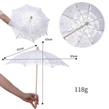 Maxbell Lace Umbrella Wooden Handle for Bridal Bridesmaid Photography Prop Dancing White