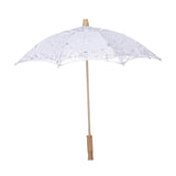 Maxbell Lace Umbrella Wooden Handle for Bridal Bridesmaid Photography Prop Dancing White