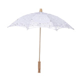 Maxbell Lace Umbrella Wooden Handle for Bridal Bridesmaid Photography Prop Dancing White
