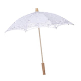 Maxbell Lace Umbrella Wooden Handle for Bridal Bridesmaid Photography Prop Dancing White