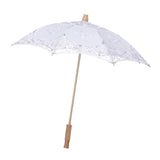 Maxbell Lace Umbrella Wooden Handle for Bridal Bridesmaid Photography Prop Dancing White