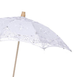 Maxbell Lace Umbrella Wooden Handle for Bridal Bridesmaid Photography Prop Dancing White
