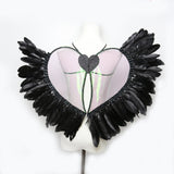 Maxbell Movable Angel Wings Photoshoot Party Prop for Adult Parades Halloween Black