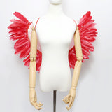 Maxbell Movable Angel Wings Photoshoot Party Prop for Adult Parades Halloween Red