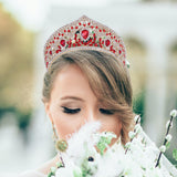 Maxbell Bridal Crown Headpieces Pageant Headpiece for festival Birthday Red
