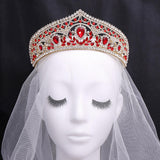 Maxbell Bridal Crown Headpieces Pageant Headpiece for festival Birthday Red