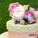 Maxbell 10Pcs Cake Toppers DIY Happy Mother's Day Cake Topper for Pastries Ornaments Round
