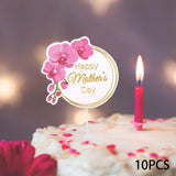 Maxbell 10Pcs Cake Toppers DIY Happy Mother's Day Cake Topper for Pastries Ornaments Round