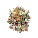 Maxbell Highland Cattle Spring Wreath Front Door Wreath 40cm Accessories Handcrafted
