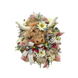 Maxbell Highland Cattle Spring Wreath Front Door Wreath 40cm Accessories Handcrafted