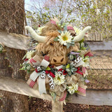 Maxbell Highland Cattle Spring Wreath Front Door Wreath 40cm Accessories Handcrafted