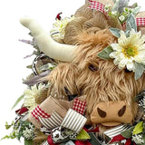 Maxbell Highland Cattle Spring Wreath Front Door Wreath 40cm Accessories Handcrafted