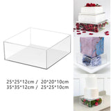Maxbell Cake Display Stand Square Acrylic Cake Stand for Party Favors Gifts Birthday 25cmx25cmx12cm