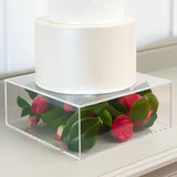 Maxbell Cake Display Stand Square Acrylic Cake Stand for Party Favors Gifts Birthday 25cmx25cmx12cm