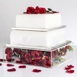 Maxbell Cake Display Stand Square Acrylic Cake Stand for Party Favors Gifts Birthday 20cmx20cmx10cm