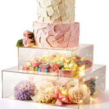 Maxbell Cake Display Stand Square Acrylic Cake Stand for Party Favors Gifts Birthday 20cmx20cmx10cm
