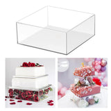 Maxbell Cake Display Stand Square Acrylic Cake Stand for Party Favors Gifts Birthday 20cmx20cmx10cm