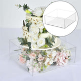 Maxbell Cake Display Stand Square Acrylic Cake Stand for Party Favors Gifts Birthday 20cmx20cmx10cm