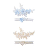 Maxbell 2 Pieces Wedding Bride Lace Garter soft Garter for Banquet Dance Dating blue
