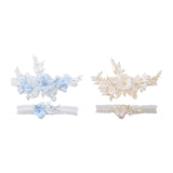 Maxbell 2 Pieces Wedding Bride Lace Garter soft Garter for Banquet Dance Dating blue