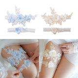 Maxbell 2 Pieces Wedding Bride Lace Garter soft Garter for Banquet Dance Dating blue