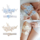 Maxbell 2 Pieces Wedding Bride Lace Garter soft Garter for Banquet Dance Dating blue