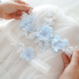Maxbell 2 Pieces Wedding Bride Lace Garter soft Garter for Banquet Dance Dating blue