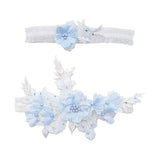 Maxbell 2 Pieces Wedding Bride Lace Garter soft Garter for Banquet Dance Dating blue