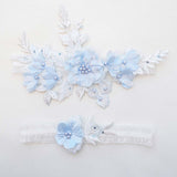 Maxbell 2 Pieces Wedding Bride Lace Garter soft Garter for Banquet Dance Dating blue