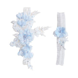 Maxbell 2 Pieces Wedding Bride Lace Garter soft Garter for Banquet Dance Dating blue