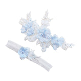 Maxbell 2 Pieces Wedding Bride Lace Garter soft Garter for Banquet Dance Dating blue