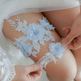 Maxbell 2 Pieces Wedding Bride Lace Garter soft Garter for Banquet Dance Dating blue